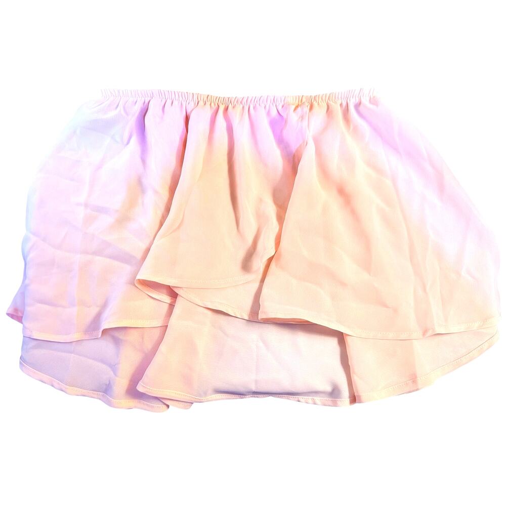 Bloch Girls Ballet Wrap Skirt Pink Chiffon Layered Dance Skirt Size 6X 7 EUC